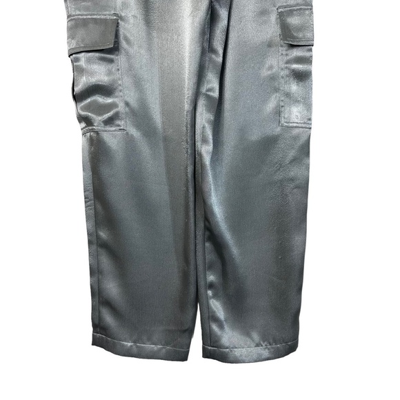 NWOT Boston Proper Silver Elastic Waist Pull-on Pants Straight leg Cargo Pockets - Picture 11 of 15
